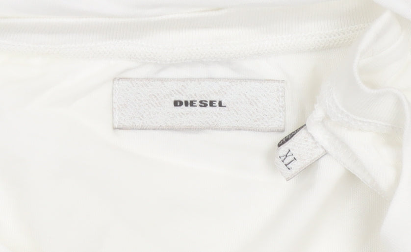 Diesel Women's White XL Graphic Heart Lock Print Cotton T-Shirt