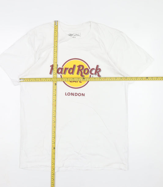 Hard Rock Cafe London Mens White Large Graphic T-Shirt