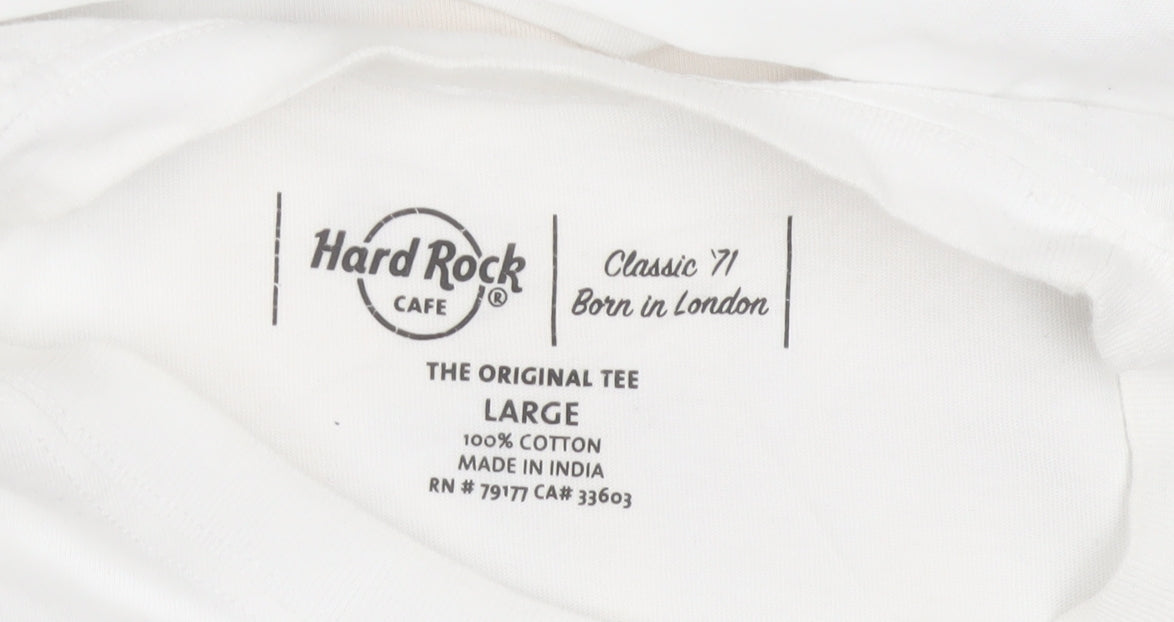 Hard Rock Cafe London Mens White Large Graphic T-Shirt