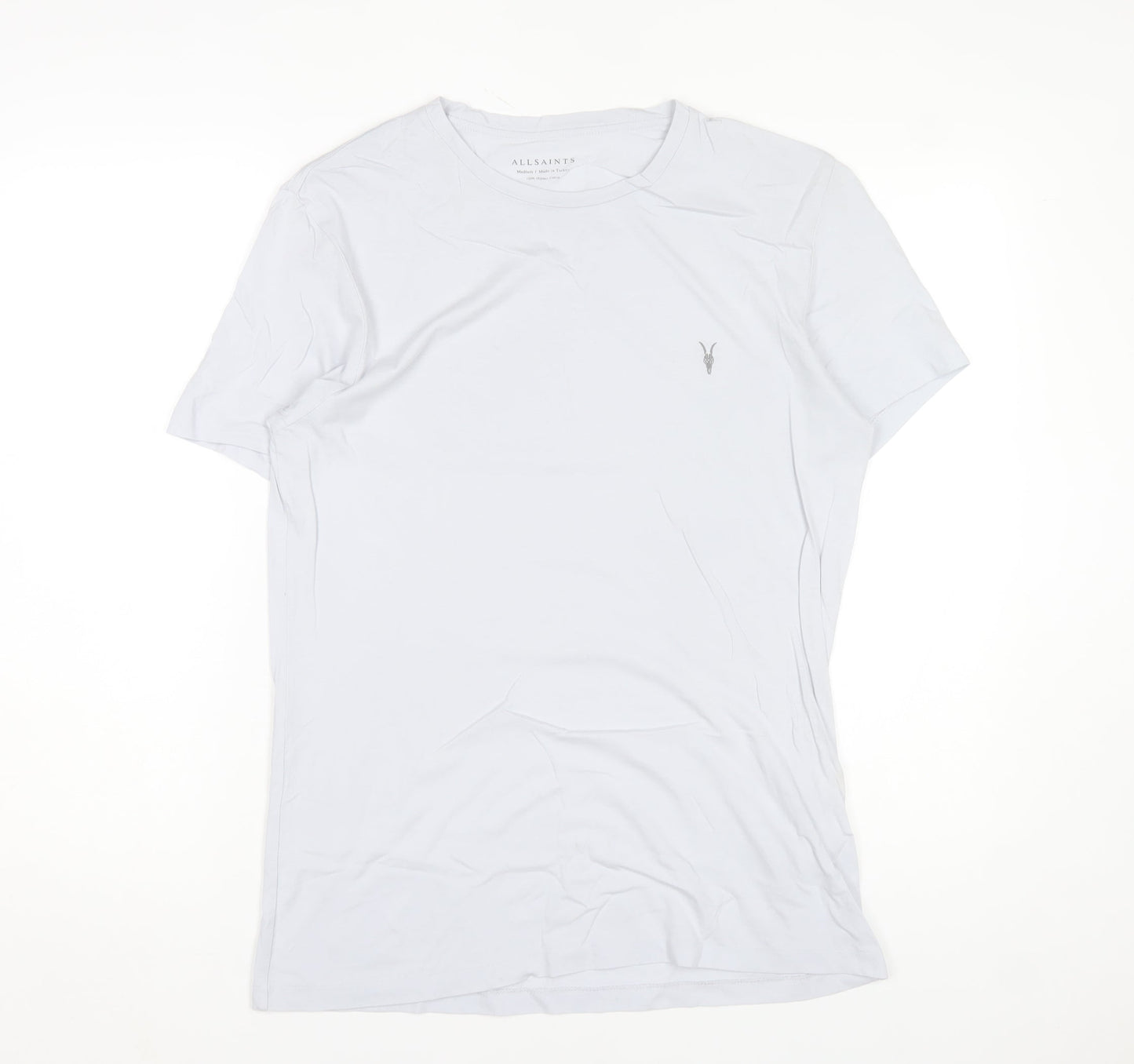 AllSaints Men's White Slim Fit Crew Neck Cotton T-Shirt M