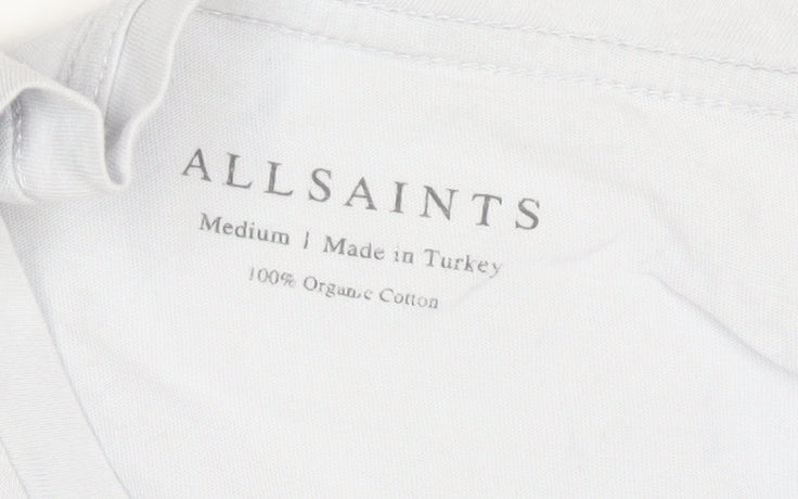 AllSaints Men's White Slim Fit Crew Neck Cotton T-Shirt M