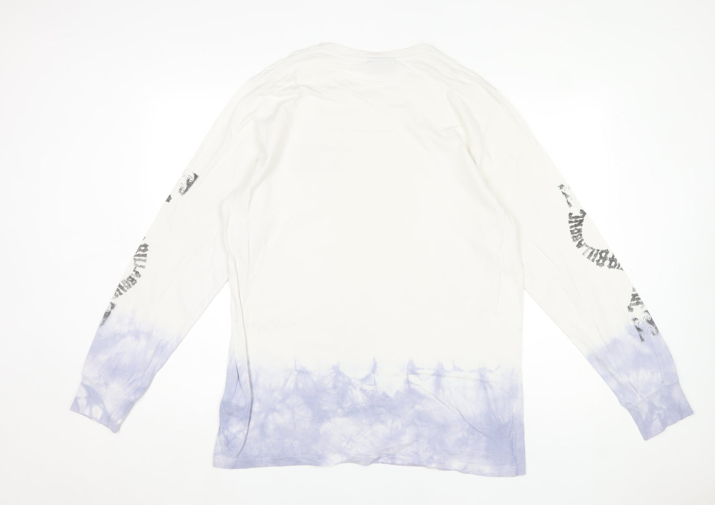 Billabong Men’s White Purple Tie-Dye Long Sleeve Logo Surf T-Shirt L