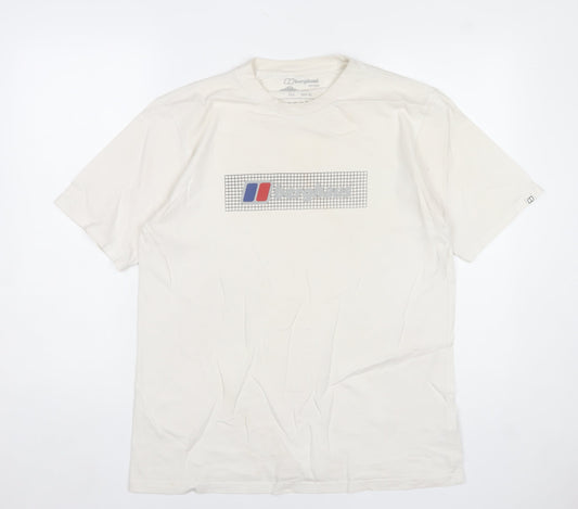 Berghaus Men's White Graphic Print Cotton Crew Neck T-Shirt Size L