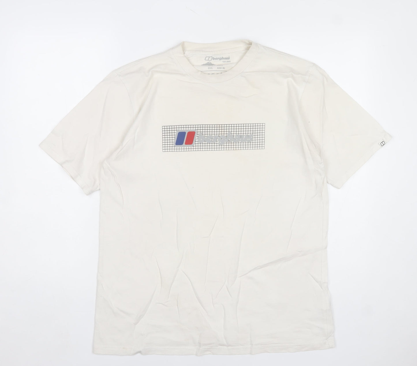 Berghaus Men's White Graphic Print Cotton Crew Neck T-Shirt Size L
