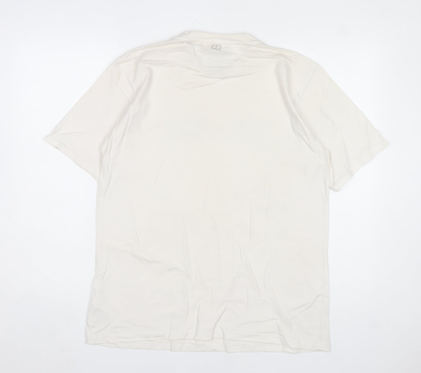 Berghaus Men's White Graphic Print Cotton Crew Neck T-Shirt Size L