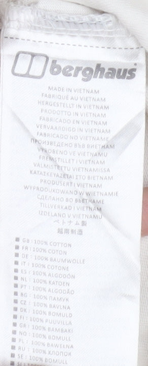 Berghaus Men's White Graphic Print Cotton Crew Neck T-Shirt Size L