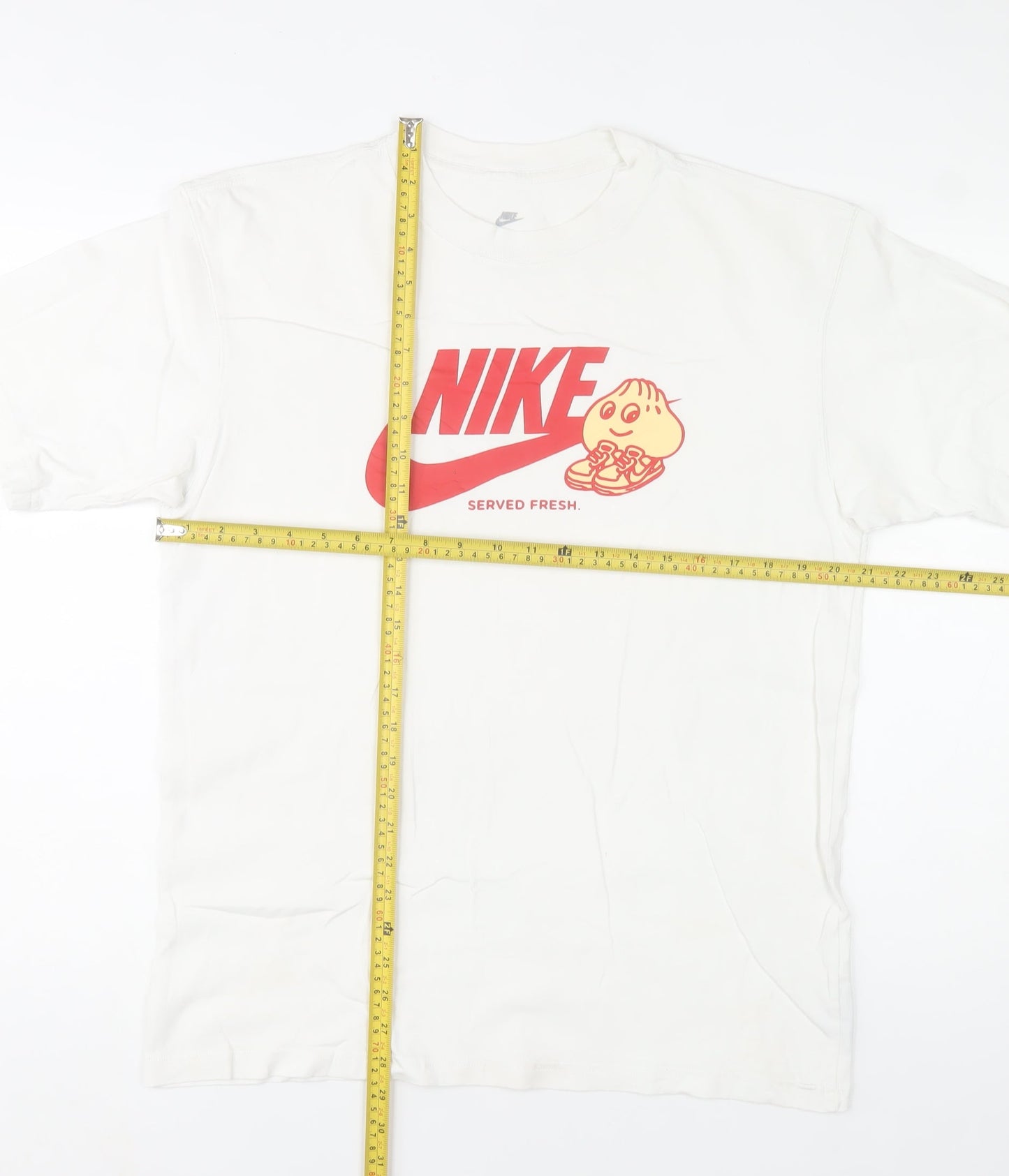 Nike Men's White Graphic Loose Fit Cotton T-Shirt Size S