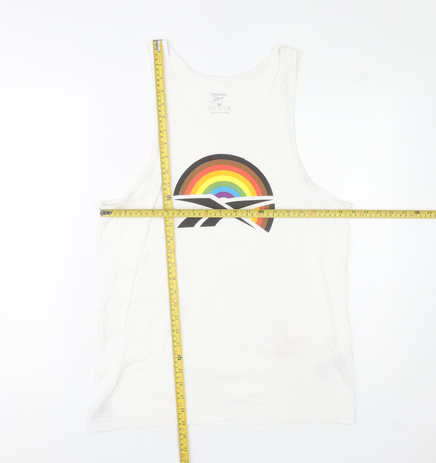 Reebok Men's White Rainbow Graphic Sleeveless T-Shirt M
