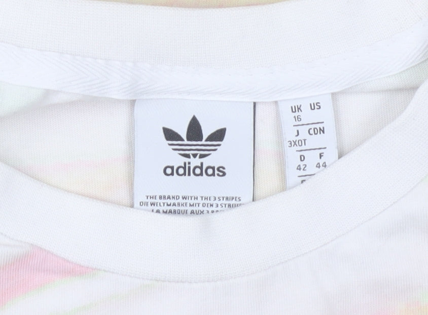 Adidas Women's Multicoloured Cotton Crew Neck T-Shirt Size 16