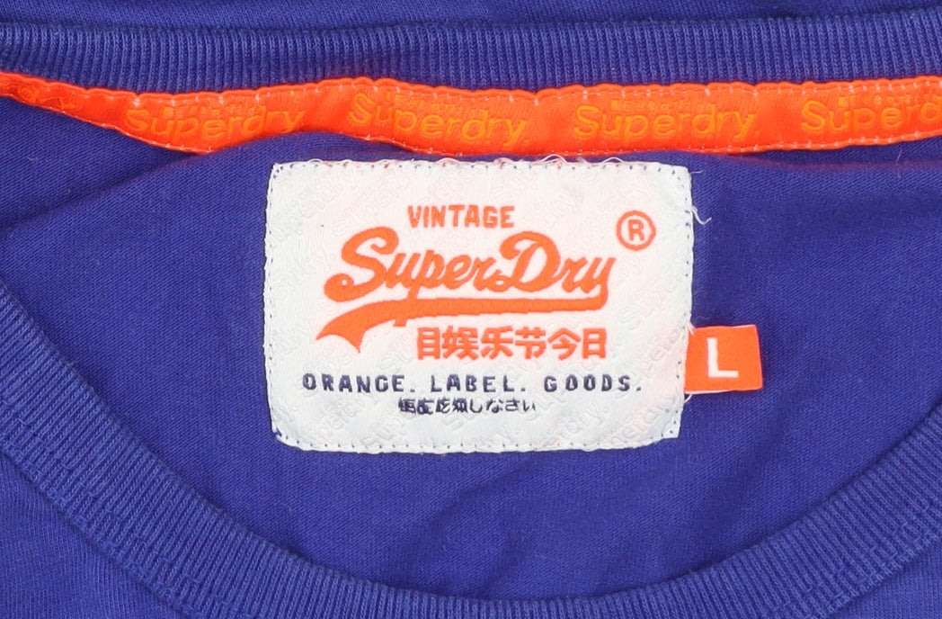 Superdry Men's Blue Sleeveless Cotton T-Shirt L