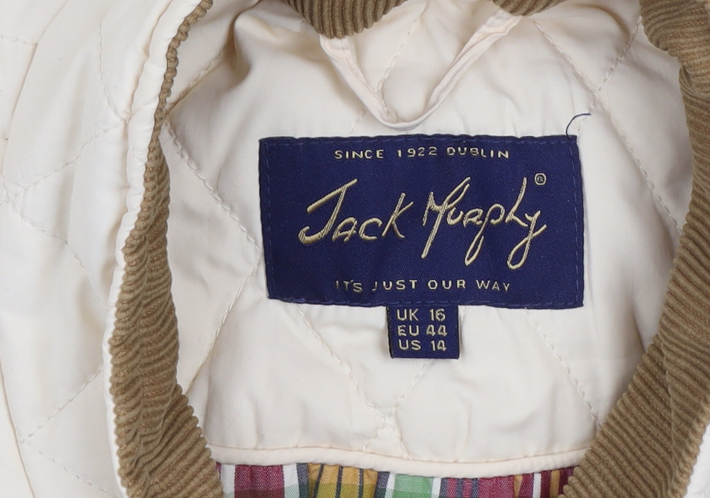 Jack Murphy Women Beige Quilted Mid-Length Jacket UK 16