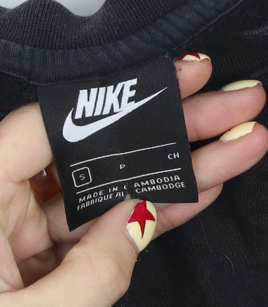 Nike Women's Black Small Pullover Sweatshirt Crew Neck Cotton Blend