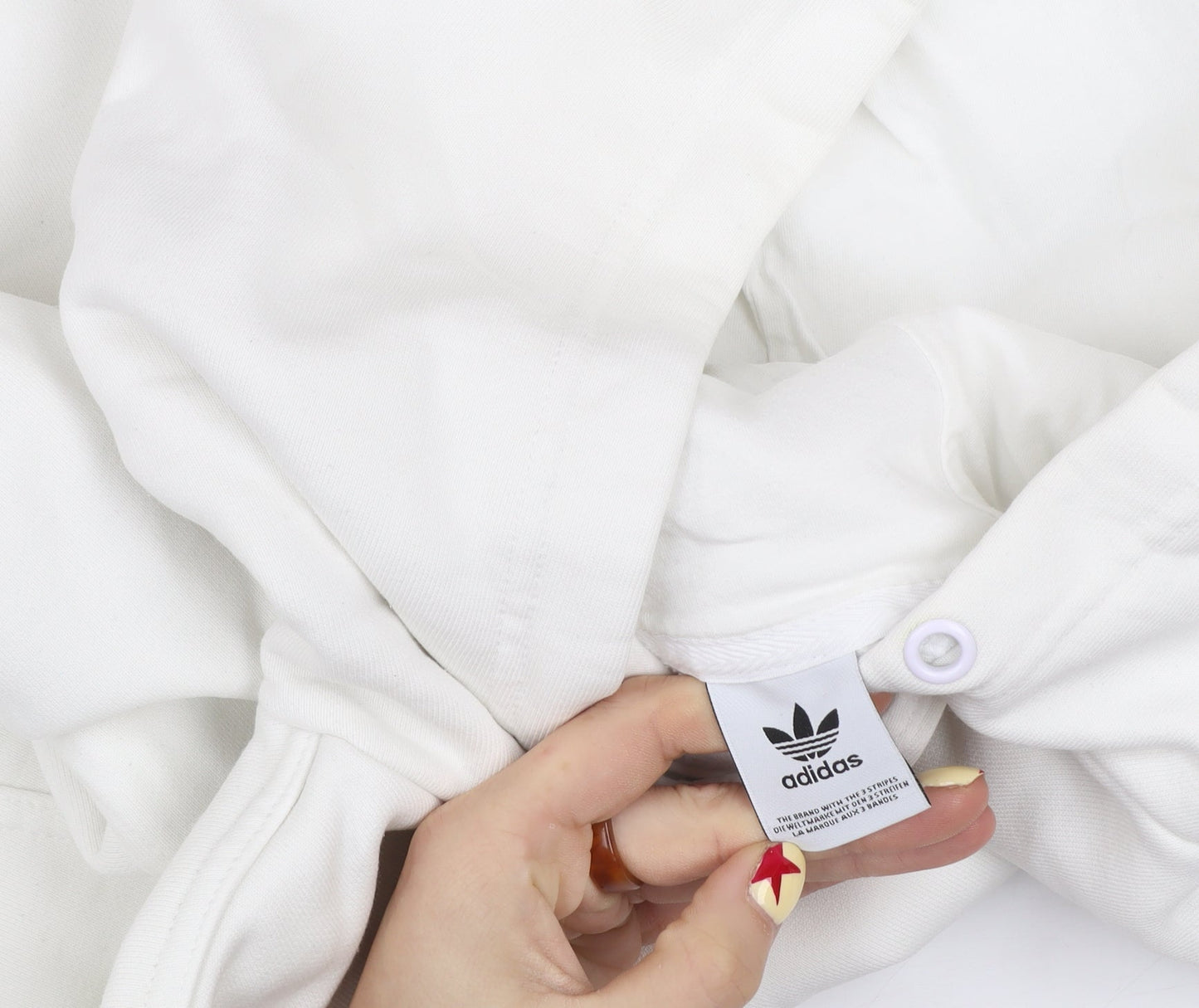 adidas Men’s White Pullover Hoodie L Fleece Logo Sweatshirt