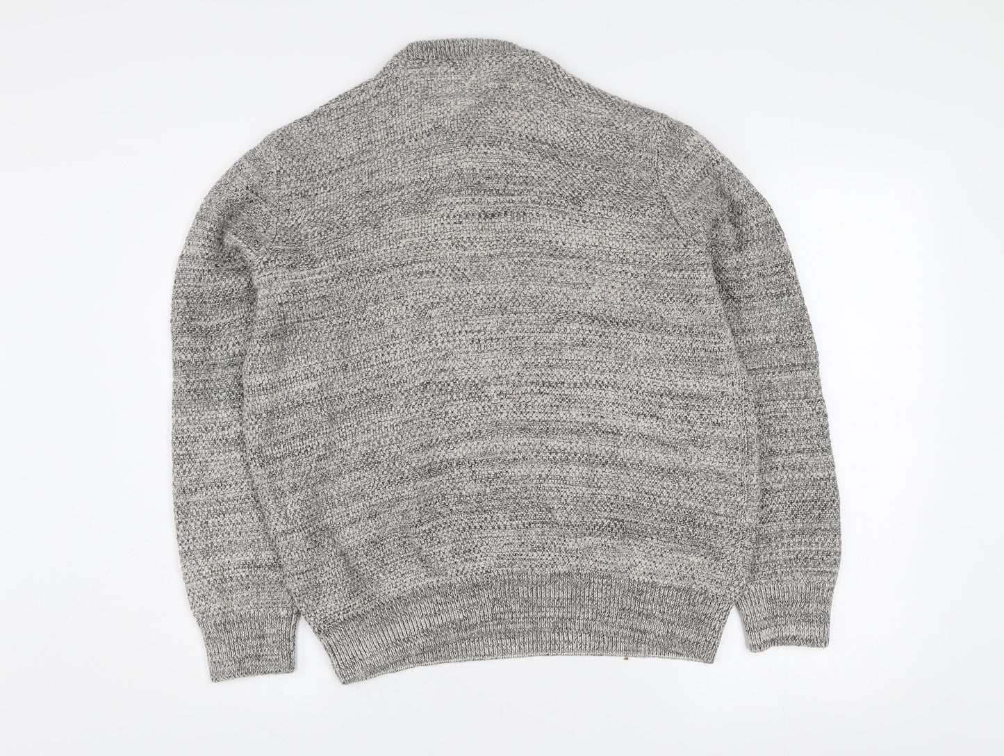 Superdry Men's Grey Cotton Chunky Knit Crew Neck Jumper L