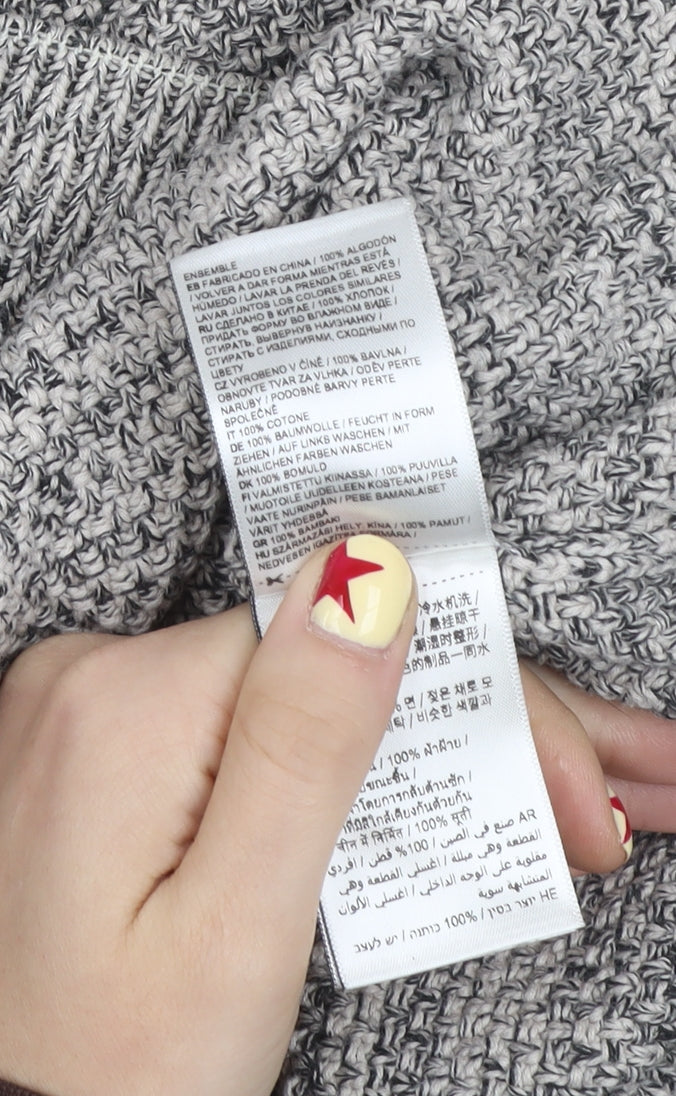 Superdry Men's Grey Cotton Chunky Knit Crew Neck Jumper L