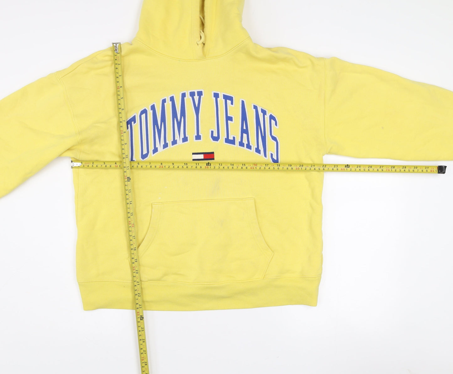 Tommy Jeans Women's Yellow Cotton Pullover Hoodie Size M