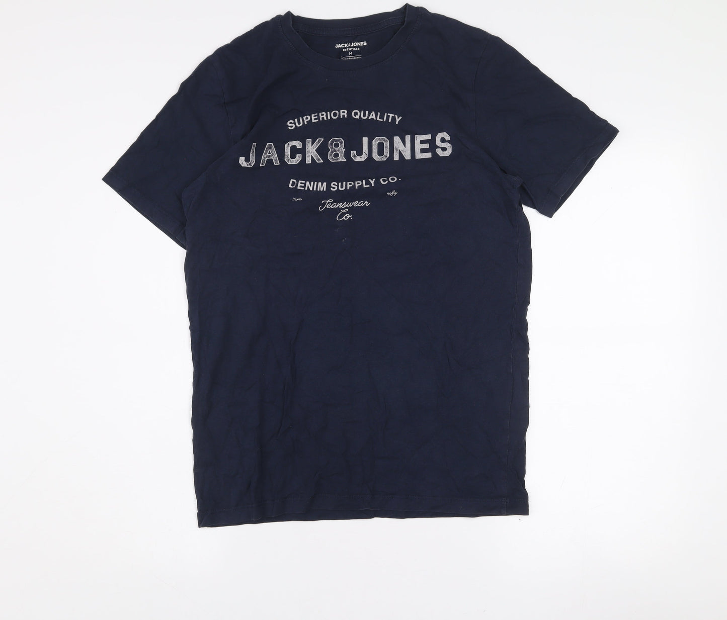 Jack & Jones Men's Blue Graphic Print Crew Neck T-Shirt Size M