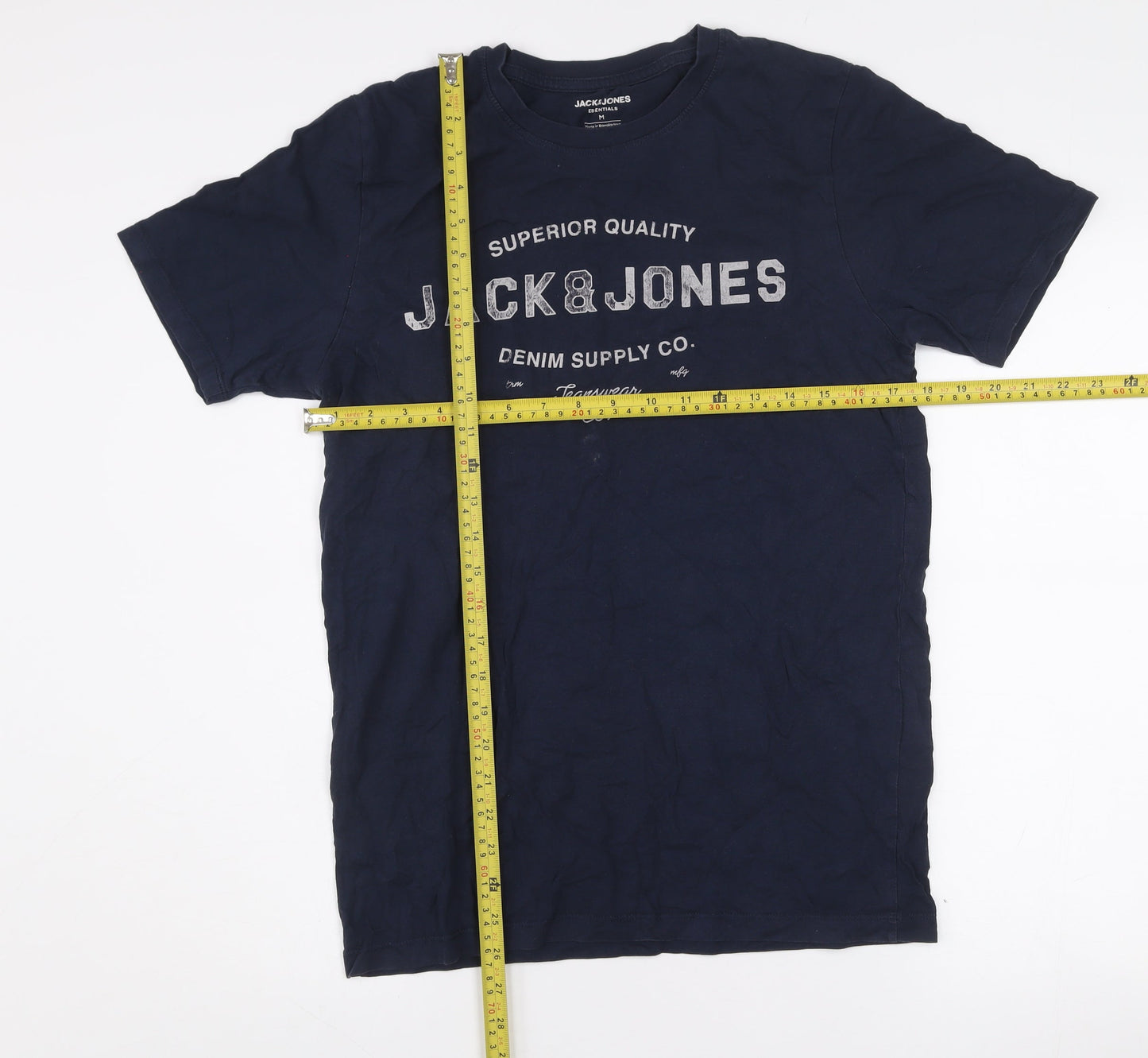 Jack & Jones Men's Blue Graphic Print Crew Neck T-Shirt Size M