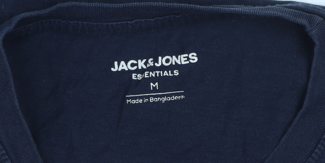 Jack & Jones Men's Blue Graphic Print Crew Neck T-Shirt Size M