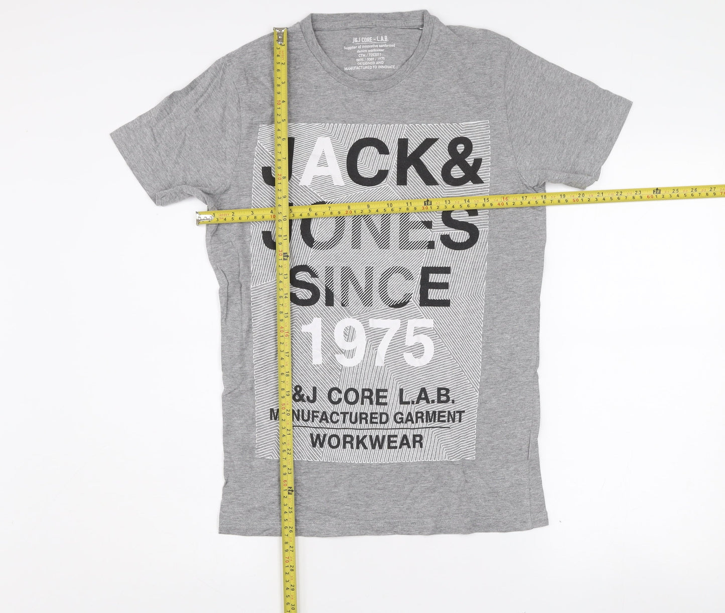 Jack & Jones Men's Grey Graphic Print Regular Fit T-Shirt Medium