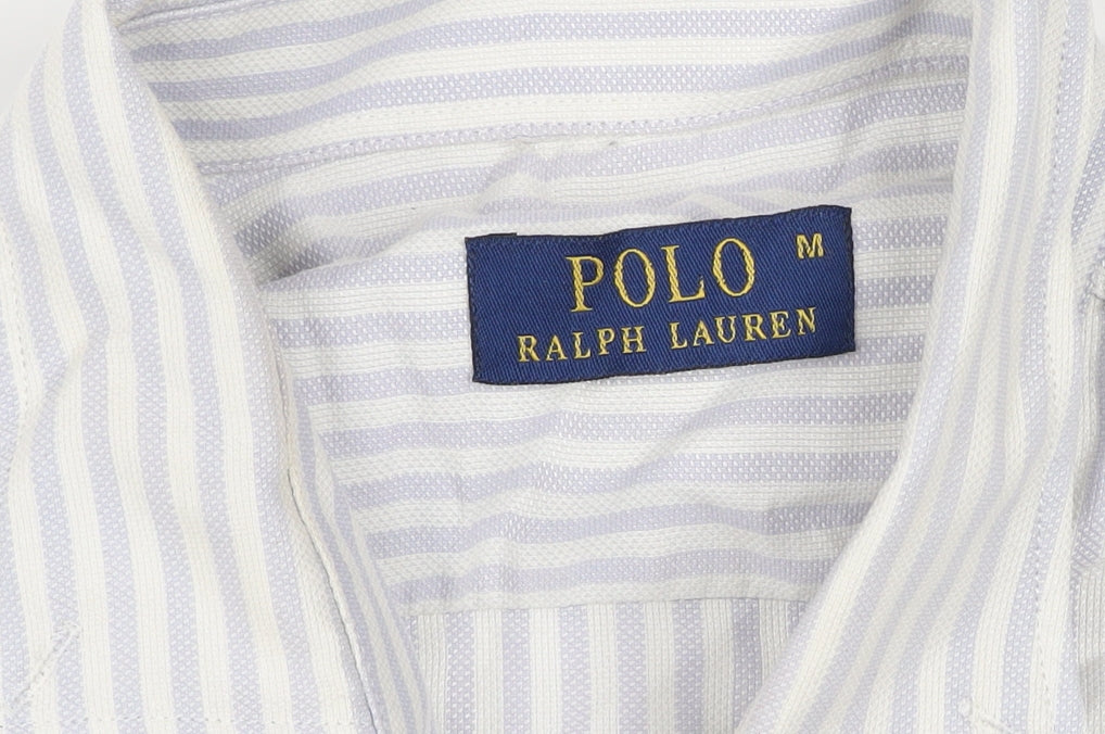 Ralph Lauren Men's Blue White Striped Button-Up Shirt M Classic Fit
