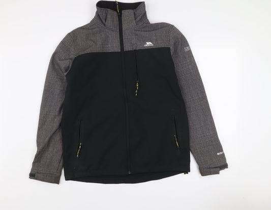 Trespass Mens Black Softshell Waterproof Mid-Length Jacket Size S 35-37"