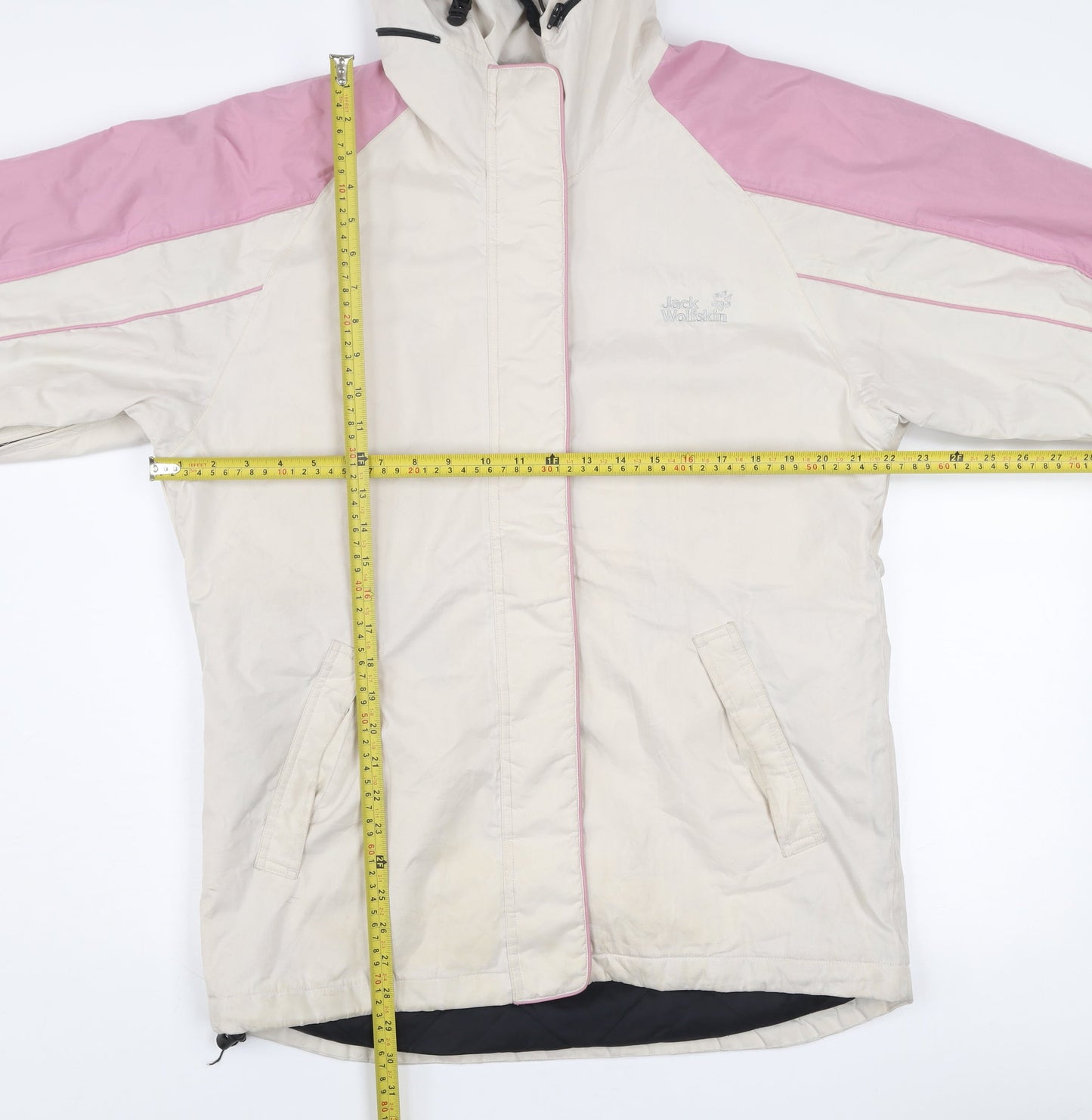 Jack Wolfskin Womens Ivory Pink Hooded Parka Jacket Size M Outdoor