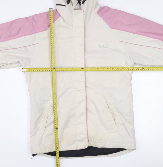 Jack Wolfskin Womens Ivory Pink Hooded Parka Jacket Size M Outdoor