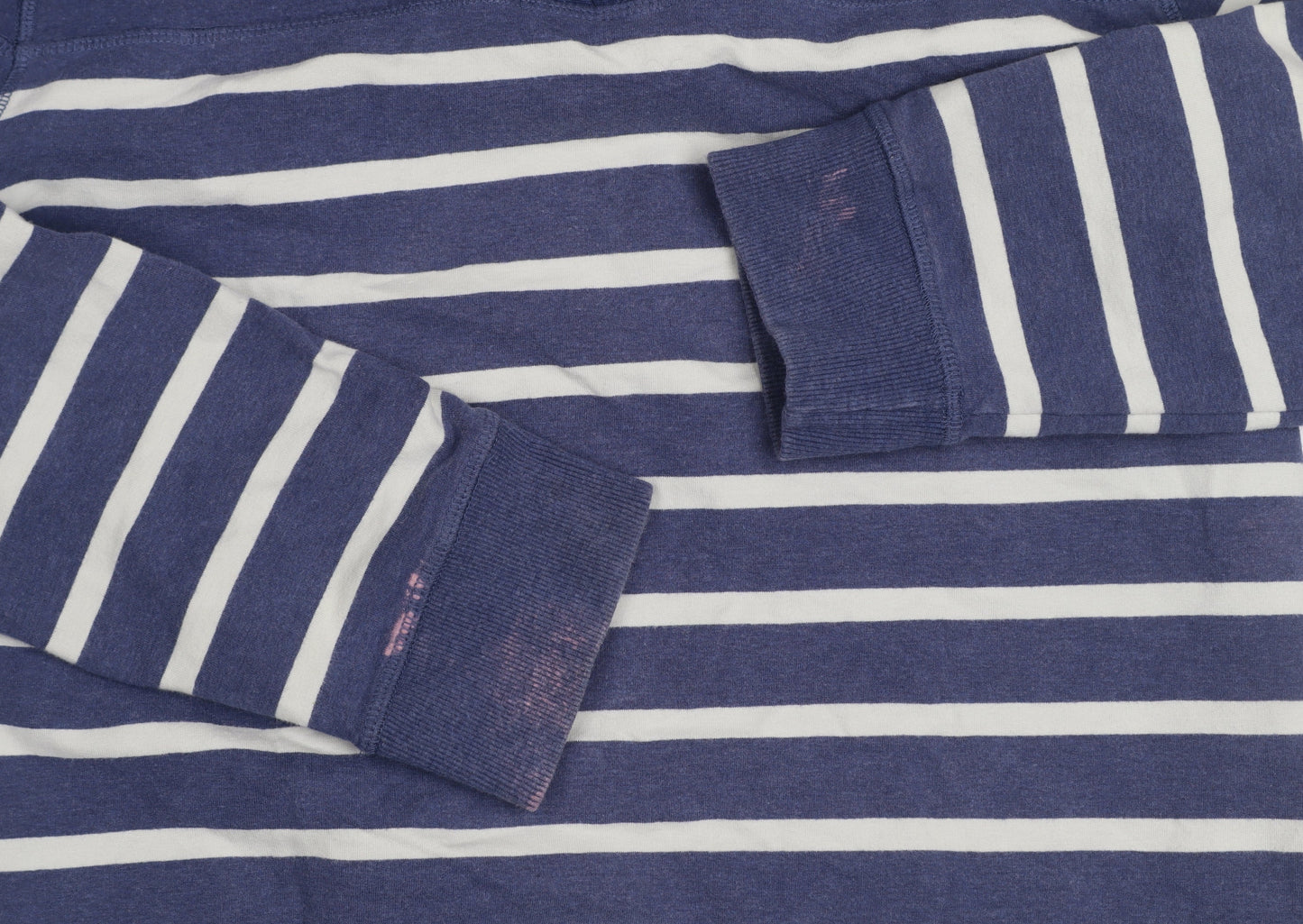 Seasalt Women Blue Striped Cotton Henley Sweatshirt Size 12