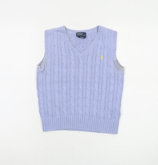 Ralph Lauren Women’s Purple Cotton Cable-Knit V-Neck Vest Size 6