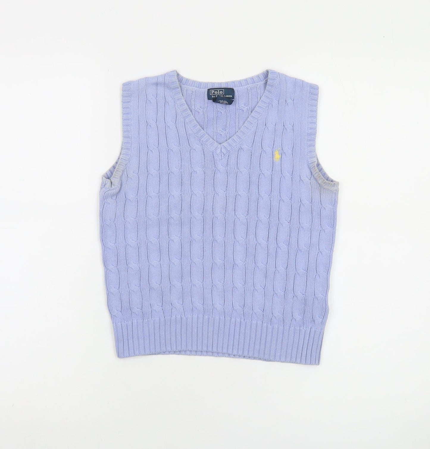 Ralph Lauren Women’s Purple Cotton Cable-Knit V-Neck Vest Size 6