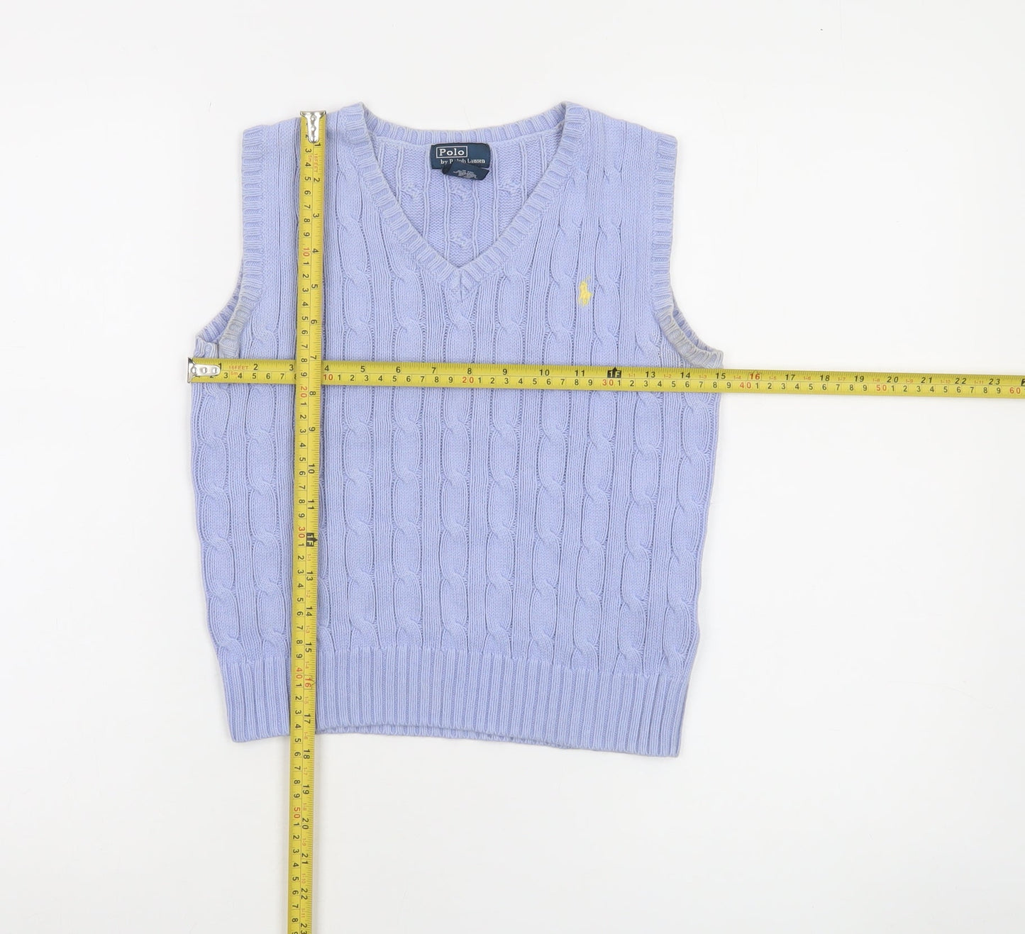 Ralph Lauren Women’s Purple Cotton Cable-Knit V-Neck Vest Size 6