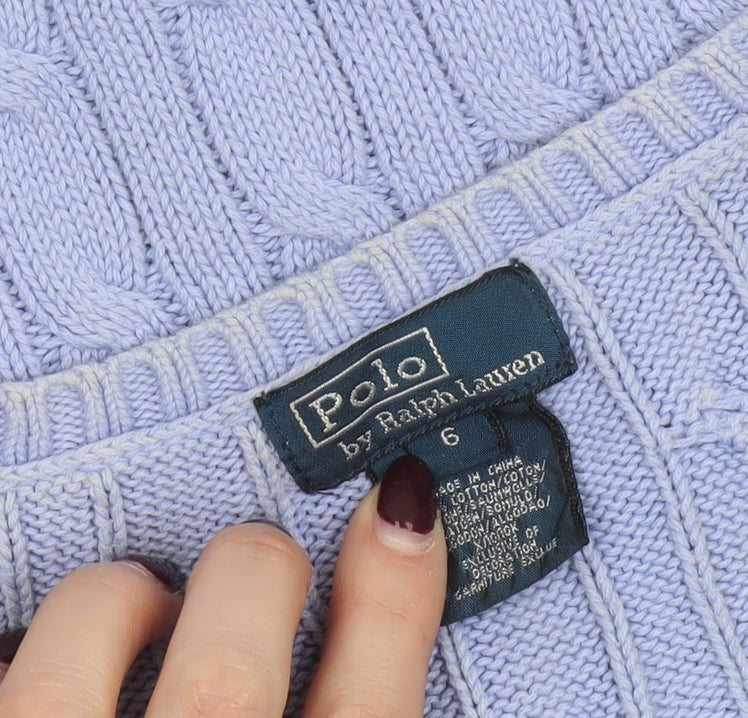 Ralph Lauren Women’s Purple Cotton Cable-Knit V-Neck Vest Size 6