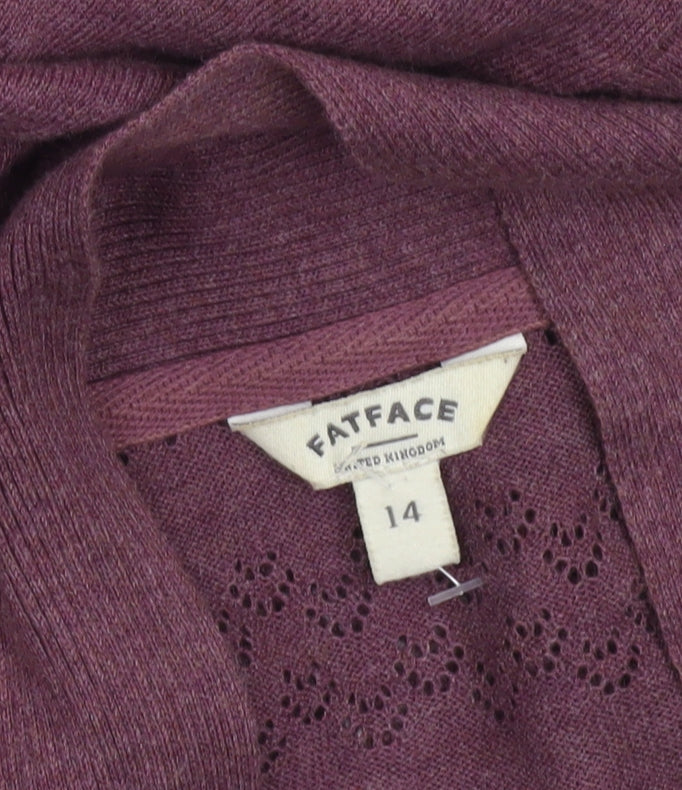 FatFace Womens Purple Cotton Open Knit Cardigan Size 14