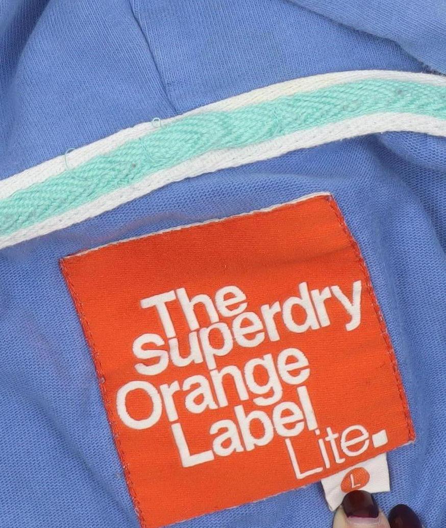 Superdry Women's Blue Full Zip Hoodie L 100% Cotton Casual