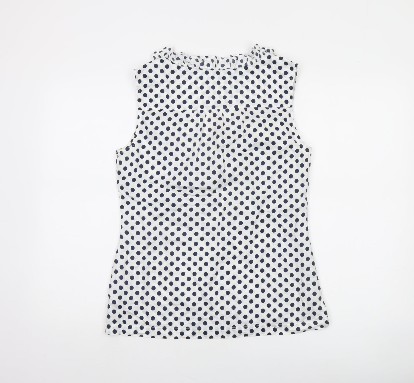 Tommy Hilfiger Women's White Polka Dot Sleeveless Cotton Blouse Size S