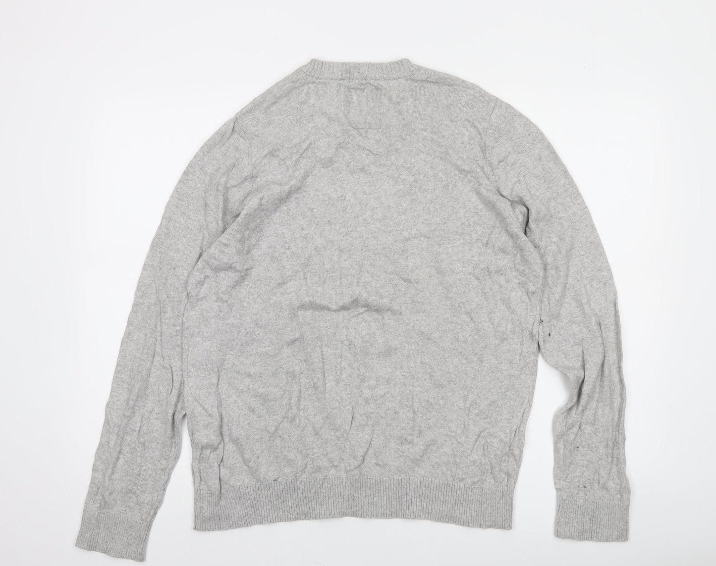 Abercrombie & Fitch Men's Grey 2XL Cashmere Blend V-Neck Jumper