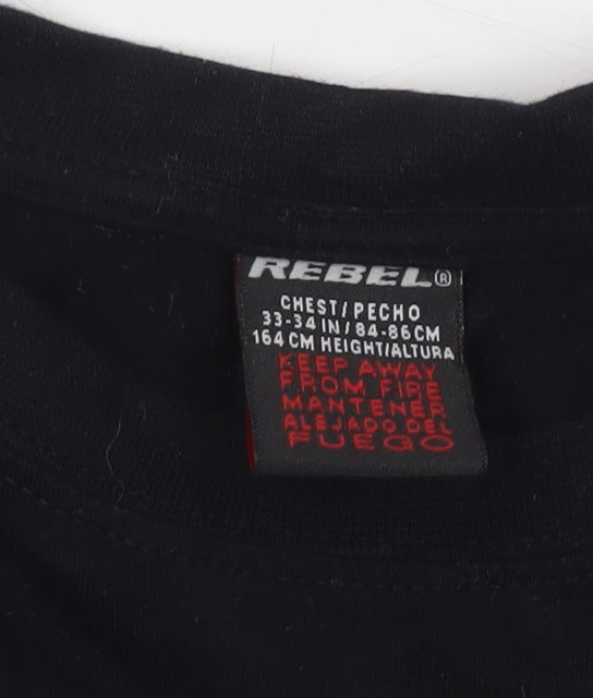 Additional view of Rebel Men's Black XS Graphic Funny Quote Crew Neck Cotton T-Shirt