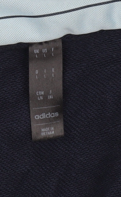 Adidas Men's Blue 1/2 Zip Hoodie L Sports Logo Sweatshirt