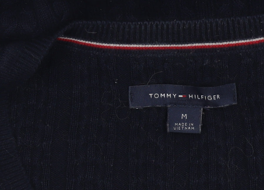 Tommy Hilfiger Women’s Black Cotton Cable-Knit Jumper Size M