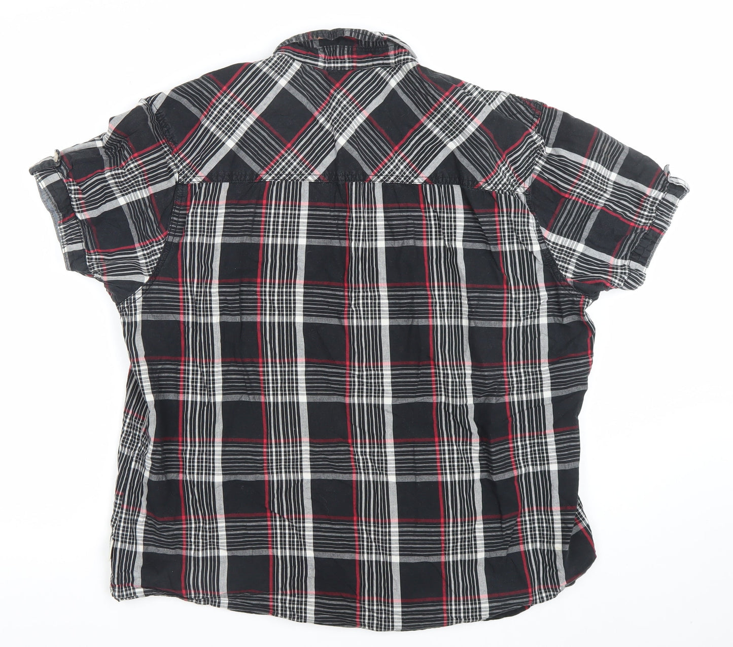 Lee Cooper Men's Black Check Short Sleeve Button-Up Shirt XL