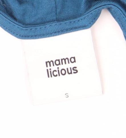 Brand and care label for Mammalicious Blue Bodycon Midi Maternity Dress, size S, Long Sleeve