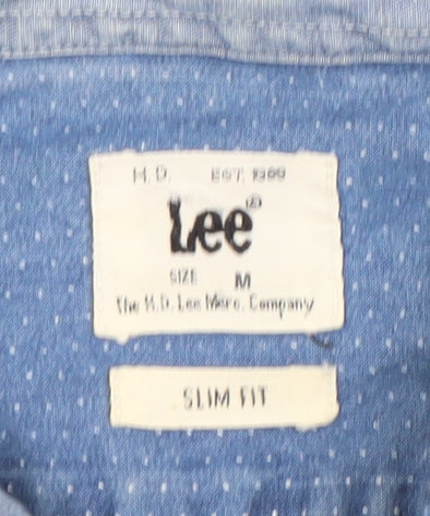 Lee Men's Blue Denim Slim Fit Long Sleeve Button-Up Shirt M