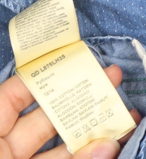 Lee Men's Blue Denim Slim Fit Long Sleeve Button-Up Shirt M