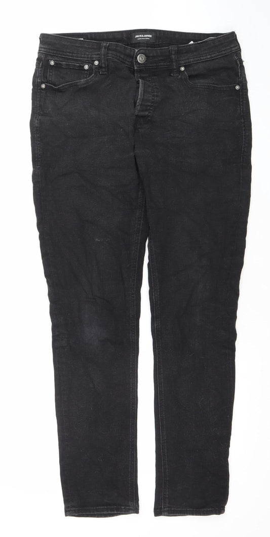 Jack & Jones Men's Black Skinny Denim Jeans 32W 32L Slim Fit