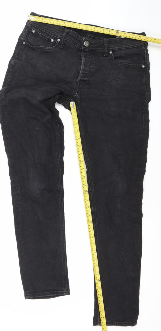 Jack & Jones Men's Black Skinny Denim Jeans 32W 32L Slim Fit