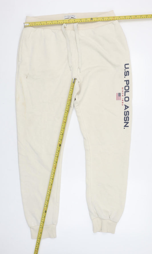 U.S. Polo Assn. Men's Beige Jogger Trousers Size L Cotton Blend