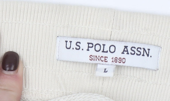 U.S. Polo Assn. Men's Beige Jogger Trousers Size L Cotton Blend