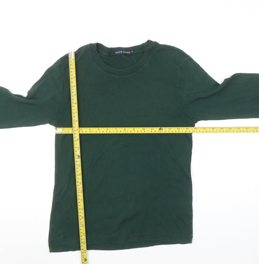 Ralph Lauren Women's Green Long Sleeve Cotton T-Shirt Size L