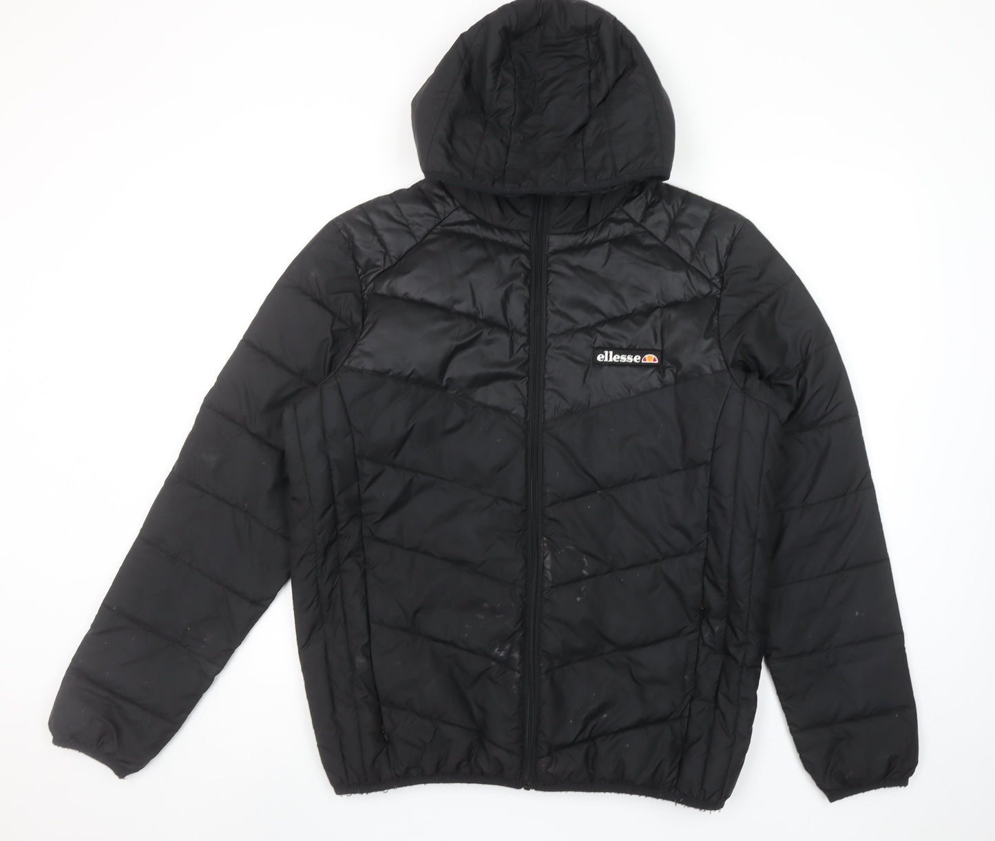 Ellesse Men's Black Quilted Hooded Puffer Jacket Size M